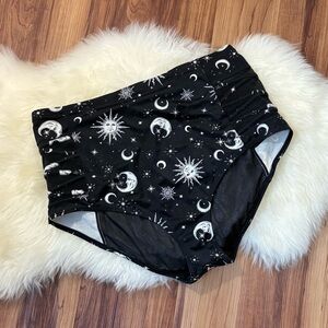 Torrid Black Celestial Stars and Moon High Waisted Bikini Swim Bottoms • Size 2